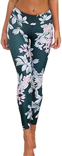 Firally Women High Waist Yoga Pants Flowers Print Gym Running Fitness Pants Workout Tights Leggings Athletic Pants