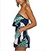LiMiCao Floral Romper Strapless Beach Shorts Off Shoulder Jumpsuit for Women