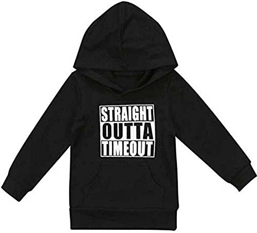 FaMommiesBB Toddler Newborn Baby Boys Girls Straight Outta Timeout Hooded Sweatshirt Top with Kangaroo muff Pockets