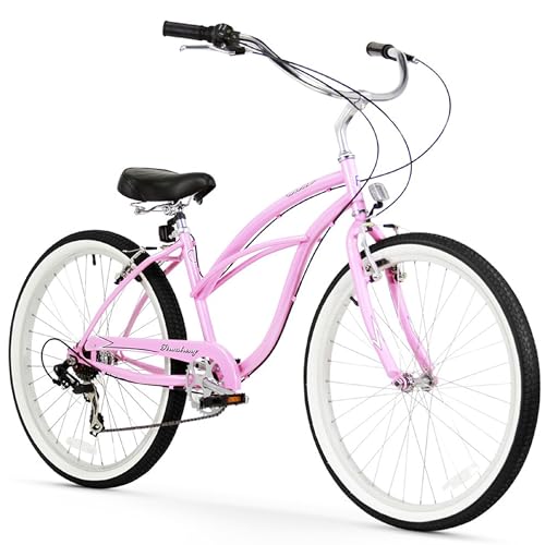 Firmstrong Urban Women's Beach Cruiser Bike, 7 Speed Bicycle, 26 Inch Wheels, Pink