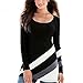Women Blouse!Canserin Womens Sexy Stripe Splice Long Sleeve Round Neck Long Blouse Tops T Shirt