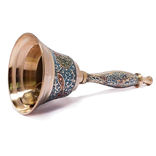 Hashcart Beautiful Puja Hand-held Ghanti - Colourful Jingle Bell for Christmas | Hand Bell for Puja