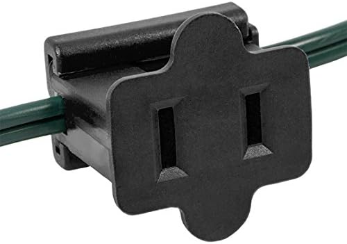 Holiday Lighting Outlet Female Black in Line Pass Through Slip Plug, Zip Plug, Vampire Plug, Gilbert Plug, Slide Plug (5, SPT-1)