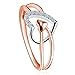 OUXi Sterling Silver Heart Band Statement Ring with Cubic Zirconia Jewelry for Women