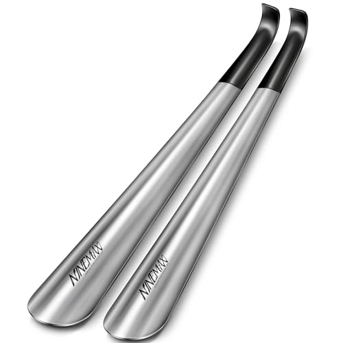 NINEMAX Shoe Horn Long, Metal Long Shoehorn, 42 cm Shoe Horn with Stainless Steel Handle for Elderly Men Women (Pack of 2)