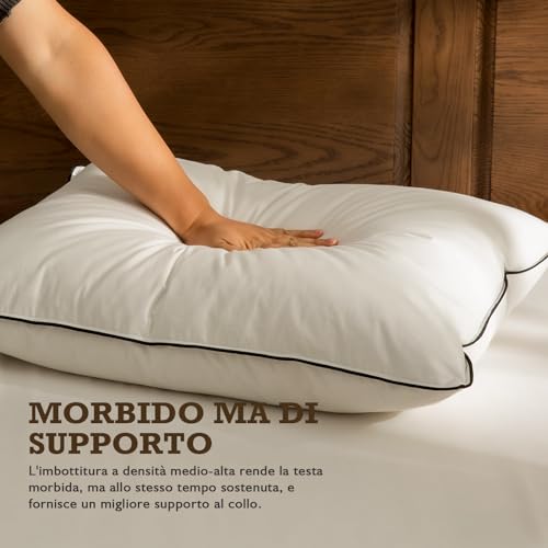 BPC Organic Feather and Down Pillow, 50 x 75 cm, Set of 2, Luxury 3 Bedroom Hotel Bed Pillow, 50 x 75 cm Cushion with 100% Cotton Cover, White