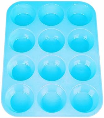 Silicone Muffin Pan Silicone Cupcake Baking Cups - Non Stick 12 Cups Silicone Molds(Blue)