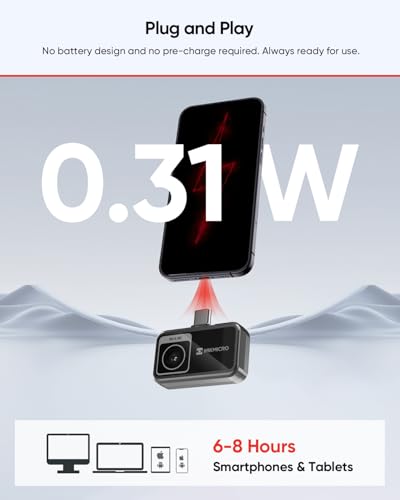 Hikmicro Minie Thermal Camera iPhone & Android, 192 * 192 SuperIR Resolution, Thermal Imaging Camera No Battery for Phone/Tablet, USB C/Lightning Port,Support iPhone 15/16/17 iOS