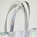 Ofila Holographic PU Tote Handbag Large Hologram Shopper Laser Shoulder Bag for Women, Silver