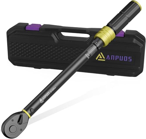 ANPUDS Torque Wrench 1/2", 20-220Nm Torque Wrench for Car & Truck, Accuracy ±3%, 6 Pieces Maintenance Kit with 125mm Extension Bar, 17/19/21mm Sockets, 1/2"-3/8" Adapter