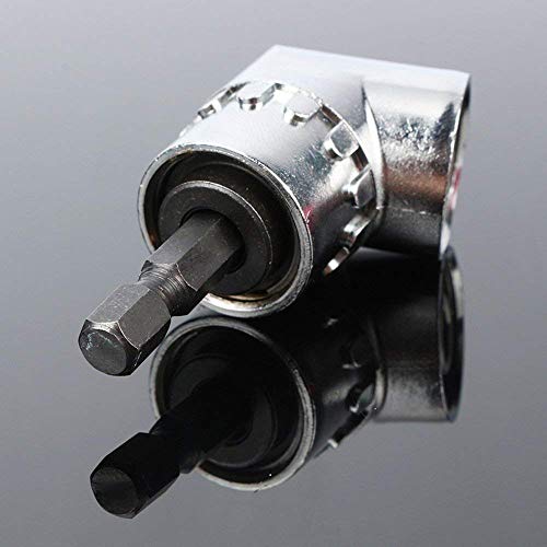 105 Degree Right Angle Extension Power Screwdriver Drill Attachment,90° Drill Bit Adapter,Square Hole Drill Bit with 1/4 inch Drive 6mm Hex Quick Change Magnetic Drill Bit Angled Bit Power Drill Tool