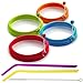 Eggssentials Silicone Egg Ring Set for Frying Eggs and Pancakes| Egg Rings Mold Comes with 2 Bonus Silicone Straws and Cleaner| BPA Free