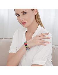 Plumiss Men Women Chakra Imperial Jasper Bead Colorful Strand Bracelet Collection