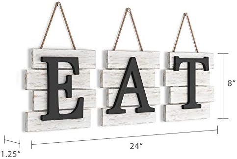 Wooden wall sign with the word "EAT" in decorative letters, priced at $24.95.