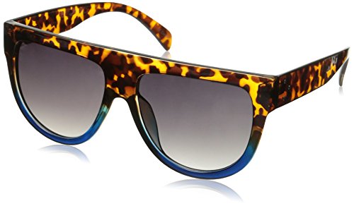 zeroUV Large Oversize Wide Temple Flat Top Aviator Sunglasses, Yellow Tortoise Blue / Lavender, 57 mm