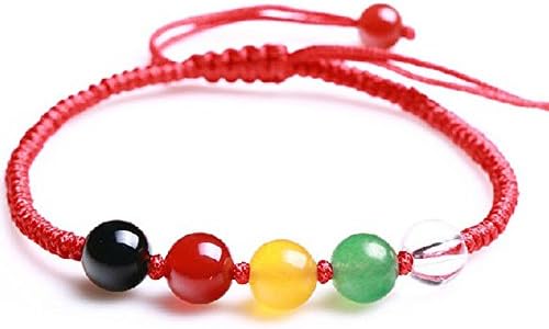 Maxbroad Women Fengshui Handmade Red String Bracelet with 5 Colors Beads for Good Luck