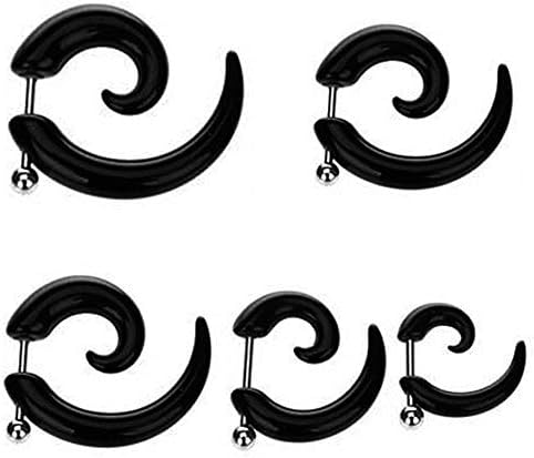 Bodystars Novelty Unisex Black Fake Spiral Snail Earrings Gothic Punk Stud Earrings for Men Women Rock Party Jewelry