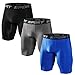 HOFISH Men's Outdoor Sports Active Compression Shorts, Black Gray Blue, US XL/Waist 39