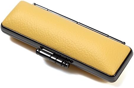 Airself 印鑑卸売工房 スピード対応 全国送料無料 印鑑ケース Puレザー Stソフト牛 ブラックメタル枠 はんこケース 印鑑入れ イエロー 10ｍｍ 12ｍｍ おしゃれ 銀行印 認印 最高級朱肉付 実印用