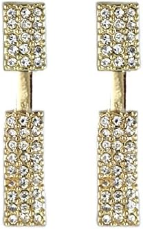 Gold and Silver-tone Statement Rhinestones Rectangle Shaped Earrings (Gold)