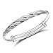 Merdia Women's S999 Sterling Silver Charm Bracelet Frosted Pattern