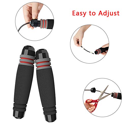 Fitpolo Skipping Rope with Carrying Pouch, Adjustable Jump Rope with Memory Foam Handles and Rapid Speed Cable for Men Women Kids Ideal for Fitness Gym Fat Burning Exercises Boxing and Workouts