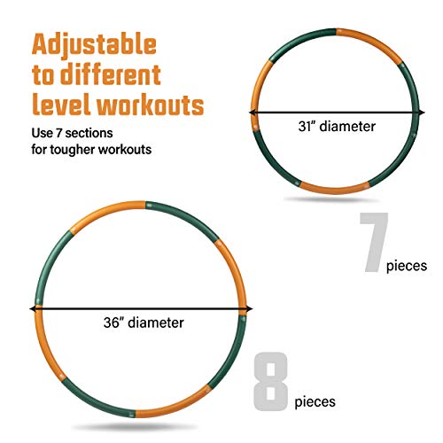 Ryno Tuff Hula Hoops for Adults - 2LB Weighted Hula Hoop with Extra Thick Foam Padding, Carry Bag, and Free Bonus Jump Rope - Weighted Hula Hoops for Exercise 8 Detachable Sections for Easy Storage - Thumbnail 6