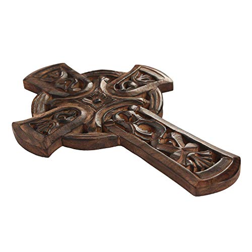 storeindya, Decorations Wooden Celtic Cross Long Wall Hanging French Cross Hand Carved Antique Design Religious Altar Home Living Room Decor Accessory (Design 4) - Thumbnail 3