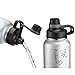 Swig Savvy Sports Water Bottle, Vacuum Insulated Stainless steel, Double Wall, Wide Mouth 2 Leakproof Lid, Travel Thermos - 40oz (Silver)