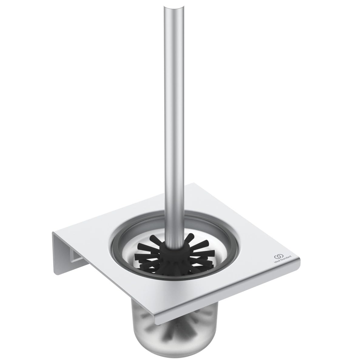 Ideal Standard Alu+ Toilet brush set, Made from 100% recycled aluminum, removable container for easier cleaning, concealed fastening – Silver (160x170x347 mm)