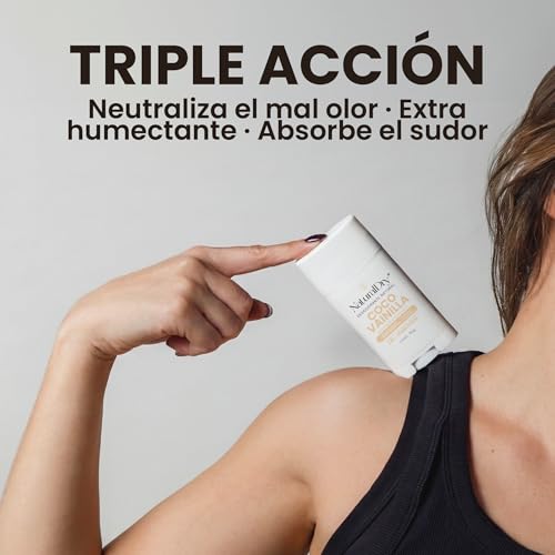 NaturalDry Desodorante Natural que SÍ FUNCIONA | Delicioso aroma Coco Vainilla | Sin Aluminio | Sin Parabenos | Desodorante Mujer | No macha la ropa | Protege del mal olor hasta 24 Horas | 50 G (3 Unidades)