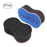 HALLO Hair Brush Sponge Twist Wave Barber Tool For Dreads Afro Locs Twist Curl Coil Black (2 Pack)