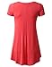 URBANCLEO Womens V-Neck Elong Tunic Top Mini T-Shirt Dress Coral 3XLARGE