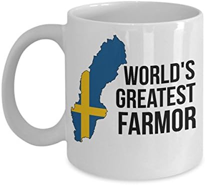 Victory Life BrandsSweden Coffee Mug - World's Greatest Farmor Cup with Swedish Flag for Grandmothers