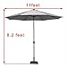 Sundale Outdoor 11FT 40 LED Lights Aluminum Patio Market Umbrella Hand Push Tilt Crank, Garden Pool Solar Powered Lighted Parasol, 8 Ribs, Coffee