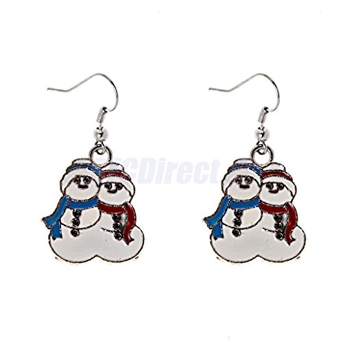 Novelty Christmas Flashing Motif Drop Earrings Xmas Snowman Charm Jewelry
