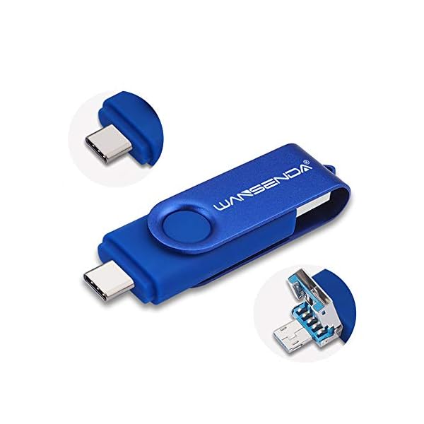 Wansenda 3-in-1 USB-Stick (128 GB, USB 3.0/3.1, Typ-C & Micro-USB-C-Stift-Laufwerk für Android-Geräte/PC/Tablet/Mac (128…