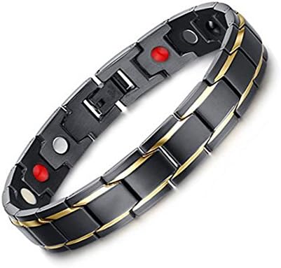 iFun iCool Magnetic Bracelet Magnetic Stainless Steel Mens Gold Black Power Element Bracelet with Magnets