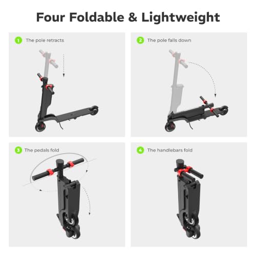 HX X6 4-Fold Backpack Electric Scooter Adults,Commuter E Scooters with Removable Battery,350W Motor & 20-40 km Range, Dual Brakes, 3 Speed Modes Outdoor Escooter,5.5" Solid Tires