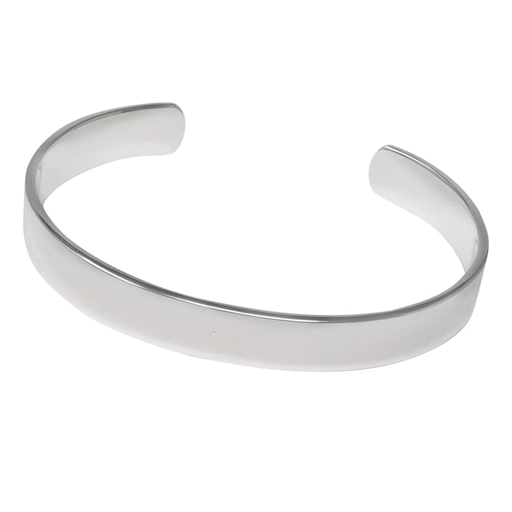 Treasure Bay Handmade Men's Silver Bangle Solid Plain 925 Sterling Silver Cuff Bracelet for men 10mm