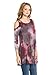 Frumos Womens 3/4 Sleeve Cold Shoulder Tie Dye Tunic Top