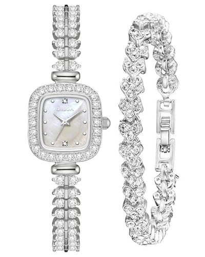 CIVO Women's Watch Small Analogue: Waterproof Rectangular Dial Wristwatches with Stainless Steel Silver Gold Strap – Elegant Gift for Women Anniversary Birthday Gift