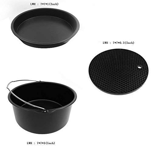 Universal Air Fryer Accessories 7 Inch Pizza Pan Cake Barrel Skewer Rack Silicone Mat Metal Holder Fit All 3.7QT/5.3QT/5.8QT By EBIGIC - Thumbnail 3