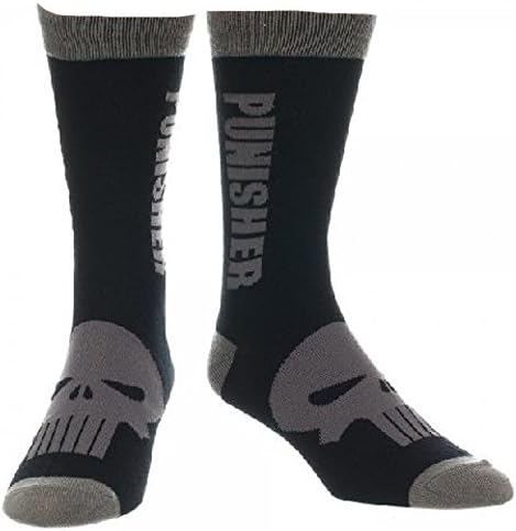 Punisher Mens' Text Logo Crew Socks - 1 pk (Sock Size 10-13, Black)