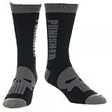 Punisher Mens' Text Logo Crew Socks - 1 pk (Sock Size 10-13, Black)