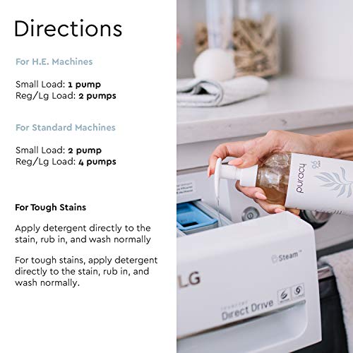 Puracy Natural Liquid Laundry Detergent, 192 Loads, Hypoallergenic, Effective, Fresh Linen, 24