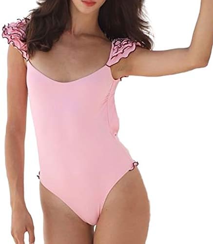 nanzhushangmao Women One Piece Retro Flounce High Waisted Bikini Halter Neck Mokini Tankini Swimsuit