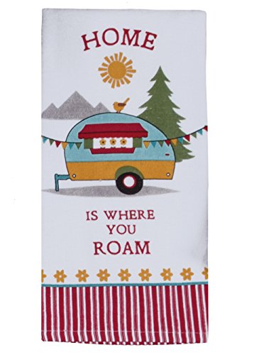 Camping Trailer Theme Cotton Kitchen Towels Set for RV Camper| 16 Inch x 26 Inch| Total 2 Terry Towels for Dish and Hand Drying - Thumbnail 2
