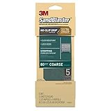 3M 11080-G Sandpaper with No Slip Grip Backing, 80 Grit, 3-2/3 by 9-Inch, Green, 5 Per Pack