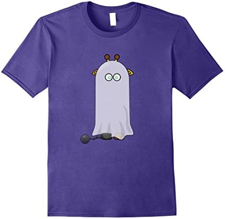 Mens Halloween Giraffe Wearing A Ghost Costume, Funny Novelty Tee XL Purple